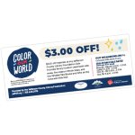 A graphic of a three dollar off coupon to the Jefferson County Library Foundation sale.