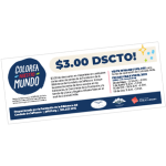 Un gráfico de un cupón de descuento de tres dólares para la venta de la Fundación de la Biblioteca del Condado de Jefferson.