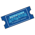 A graphic of a ticket to Denver's Downtown Aquarium.