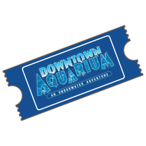 A graphic of a ticket to Denver's Downtown Aquarium.