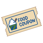 A graphic of a coupon for free food.