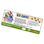 A graphic of a three dollar off coupon to the Jefferson County Library Foundation sale.